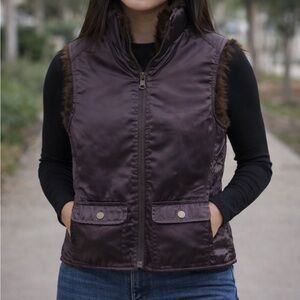 Women's Brown Puffer Vest SIZE XS